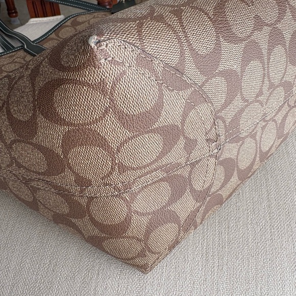 Coach Green and Brown Signature “collegiate” Tote - Picture 4 of 6